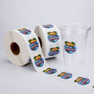 Etiquetas Autoadhesivas de Vinilo Reutilizables, Ecológicas e Impermeables para Logotipos Personalizados de Té Boba, Rollos de Etiquetas para Empaquetado de Bebidas - Product Image 6