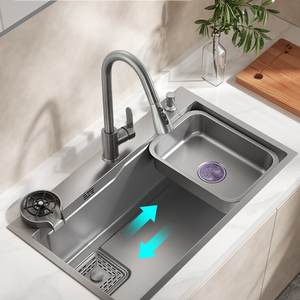 Fregadero de Cocina de Acero Inoxidable con Cubeta Profunda y Protección Contra Desbordamientos, Gran Capacidad para Cocina Doméstica - Product Image 2