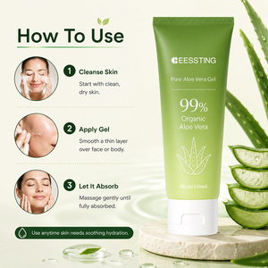 Gel d'aloe vera biologique végétalien en gros pour le soin du visage et du corps, réparateur après-soleil, hydratant quotidien, doux, non irritant et sans huile - Product Image 5