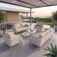 Ensemble de canapés d'extérieur modernes et postmodernes en aluminium, coussins en mousse haute densité imperméables, design durable, résistant à la rouille, écologique, pour le loisir
