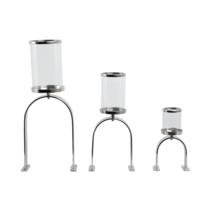 Portacandele in Vetro Contemporaneo con Base Arcuata, Candelabro a Colonna per Caminetto, Tavolino da Caffè, Arredamento Camera da Letto - Product Image 1