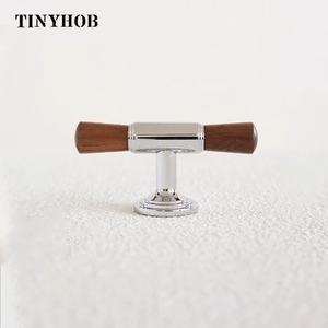 Tinyhob现代铬橱柜旋钮和手柄时尚抽屉旋钮拉手家具手柄天然胡桃木门硬瓦 - Product Image 6