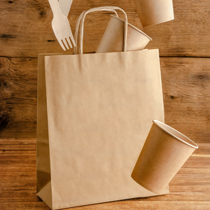 Bán buôn tùy chỉnh phân hủy sinh học cấp thực phẩm Kraft túi giấy cho mua sắm bông sợi dây thừng xử lý túi với logo - Product Image 3