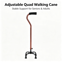 Canne de marche réglable à quatre pieds en alliage d'aluminium, bâton de marche stable, aide à la mobilité pour les personnes âgées, réadaptation