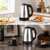 Bouilloire électrique portable en acier inoxydable certifiée CE, 1,8 L, chauffe-eau rapide, arrêt automatique, maintien au chaud, utilisation domestique et en camping-car