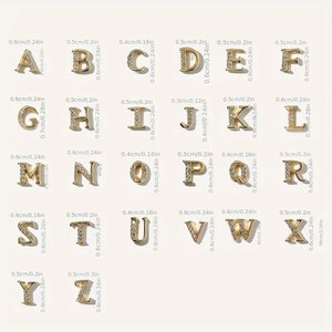 Breloques pour ongles <span class=keywords><strong>Lettre</strong></span> en métal Accessoires 26 pcs/sac Décoration pour ongles <span class=keywords><strong>Lettre</strong></span> à paillettes 3D avec strass - Product Image 6
