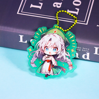 Offre Spéciale acrylique breloque couleur verte acrylique porte-clés personnalisé Anime fille personnage simple face en plastique porte-clés pour sac