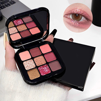 Palette de fards à paupières 9 couleurs, marque privée, sur mesure, fini mat, scintillant, pailleté, maquillage pour les yeux, OEM, ODM, vente en gros, usine de cosmétiques