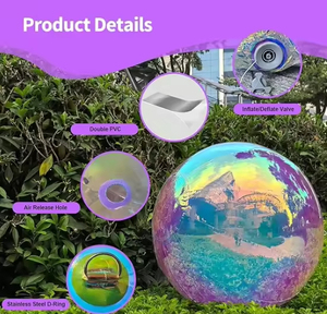 Ensemble de boules miroir gonflables dorées, réutilisables, grandes boules disco, ballons brillants en PVC, décoration d'événements, grandes boules brillantes pour les fêtes - Product Image 3