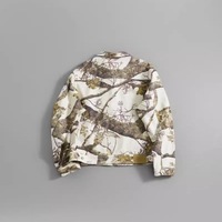 Blouson Bomber à Motif Feuille d'Érable Tricolore, Mode Printemps, Style Lavé Noir Rose Blanc, Fermeture Éclair en Coton