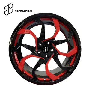 Pengzhen 18" 20 inch 5 Spokes 5x108 PCD Red And Black 5x120 Custom Forged Car Rims Alloy Wheel For BMW