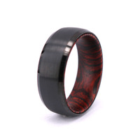 THX Trendy Black Wolfram abgeschrägte Kanten Ring 8mm Eisen Holz Ring für Hochzeit Verlobung feier Jubiläums geschenk