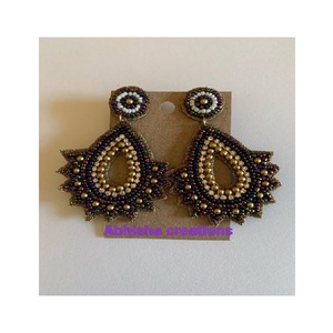 Unique Hand Beaded Drop Earrings Handmade Seed Bead Dangle Jewelry for Women Bohemian <b>Ethnic</b> Style <b>Accessories</b> for Wedding - Product Image 4