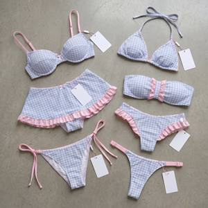 Ensemble de <span class=keywords><strong>bikini</strong></span> 2 pièces personnalisé par le fabricant, en crochet Repreve, avec haut triangle brodé à la main, motif étoile de mer et <span class=keywords><strong>coquillage</strong></span>, et bas string - Product Image 1