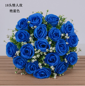 Hoa hồng nhân tạo bó lớn màu đỏ 18 bông, bán buôn Yiwu, dùng trang trí đám cưới, sự kiện - Product Image 5