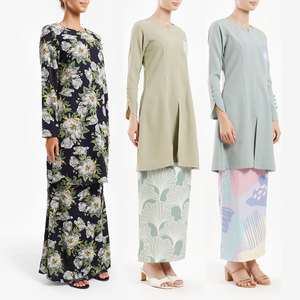 2022 nouveau Design musulman mah Wanita Brokat dernier Kebaya manches longues dentelle Couple baja fiesta coton musulman baja Kurung - Product Image 6