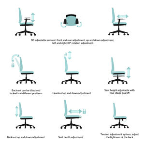 Cadeira de Escritório CEO de Alta Qualidade, Moderna, Giratória, Design Ergonômico, <span class=keywords><strong>Base</strong></span> de <span class=keywords><strong>Nylon</strong></span>, Encosto Ajustável em Malha Metálica à Venda - Product Image 3