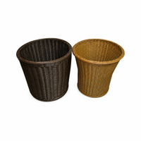 Panier de rangement en plastique noir résistant, imitation rotin, sans poignées découpées, idéal pour les vêtements à la maison, les serviettes d'hôtel et l'organisation de la lessive