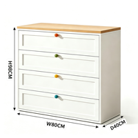 Commode autoportante moderne en acier à 4 tiroirs, plateau blanc, poignées colorées, meuble de rangement durable pour chambre, salon, appartement