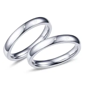 Classic Design Couple Rings Stainless Steel Silver Color Romantic Gift for Lover Anniversary Jewelry