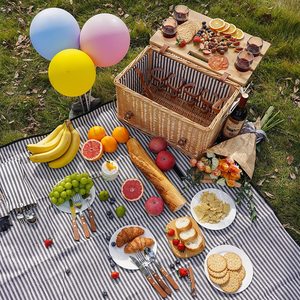 <span class=keywords><strong>Cesta</strong></span> de <span class=keywords><strong>picnic</strong></span> para 4 personas, juego de regalo tejido de <span class=keywords><strong>mimbre</strong></span> con mesa pequeña/cubiertos/mantel, nueva <span class=keywords><strong>cesta</strong></span> de almacenamiento de <span class=keywords><strong>Amazon</strong></span> - Product Image 2