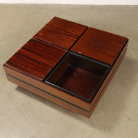 Table basse compartimentée en verre trempé au design vintage moderne du milieu du siècle Table à thé centrale en bois de teck chinois pour salon