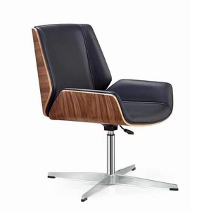 Chaise de bureau moderne en bois pivotante en cuir pour ordinateur - Product Image 6