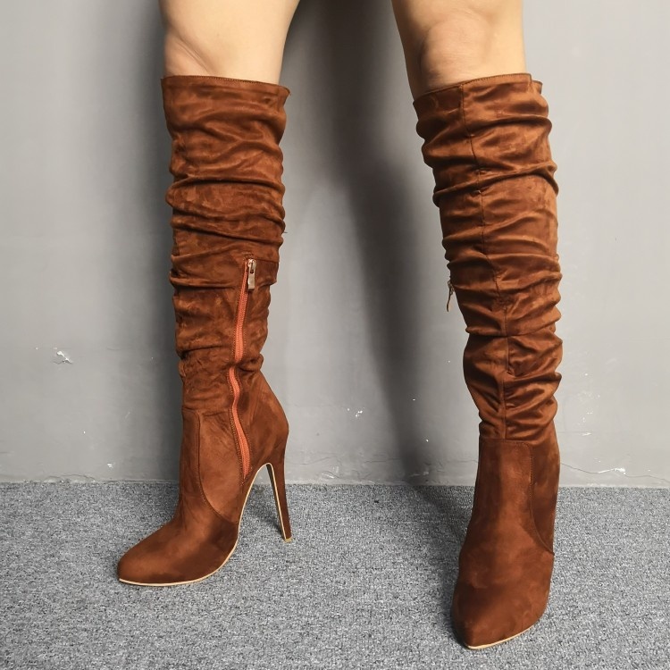 Botas color camel caña alta efecto ante - Santa Malibu