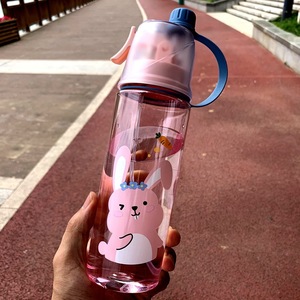 Cartoon Cute Students 600ml Portable Spray Cool Drinking Cup Sports School Kids <b>Plastic</b> Mist Spray Water Bottle - Product Image 3