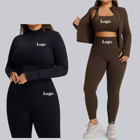 3 ensembles de vêtements de sport pour femmes, leggings et vestes à fermeture éclair, grande taille, vêtements de sport pour la salle de sport, vêtements de sport, yoga
