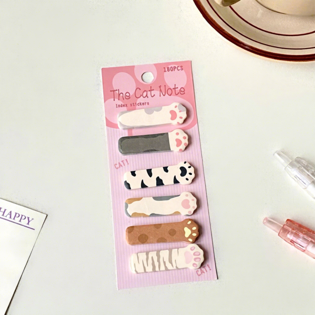 Cute Cat Stock Cartoon Sticky Notes Self-Adhesive Index Tabs Marking ...