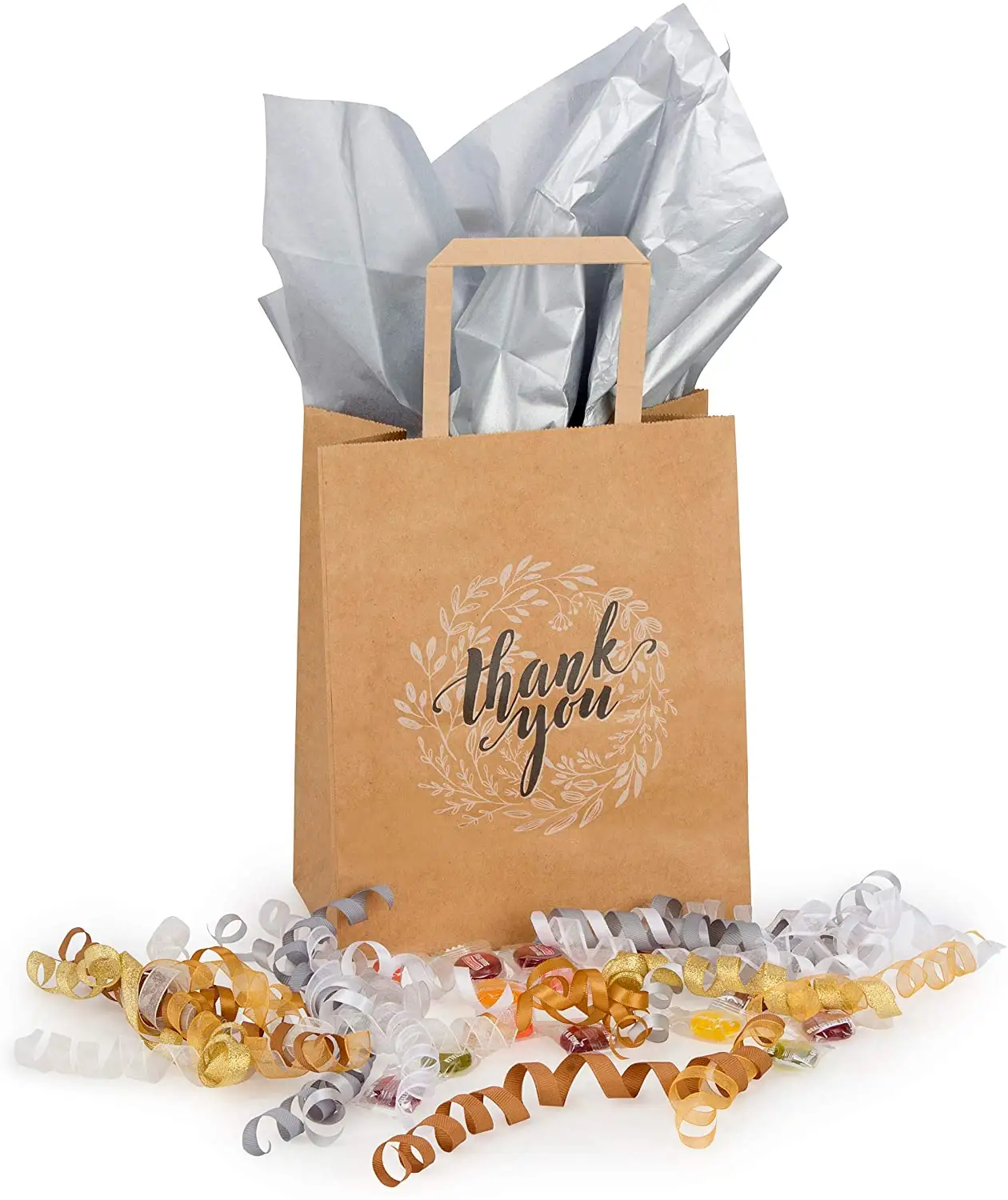 Подарочные пакеты среднего размера с ручками, коричневые пакеты из крафт-бумаги для розничных покупок, свадебные подарки