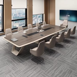 Mesa de Discusión Multipersonal Avanzada con Acceso a Red y Tomada de Corriente, Mesa Ejecutiva Resistente para Oficina Financiera Moderna - Product Image 5