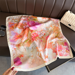 Satin Silk Feel Floral <strong>Scarf</strong> for Women Elegant <strong>Square</strong> Neck <strong>Scarf</strong> Watercolor Floral <strong>Square</strong> <strong>Scarf</strong> Hair Neck Wrap 27 Inch OEM/ODM - Product Image 2