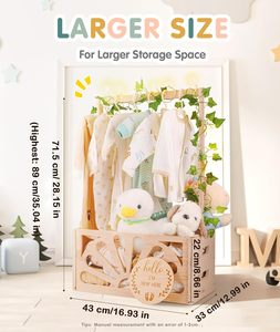 Panier de rangement en bois pour bébé, panier de douche pour bébé, panier de douche avec poignée, panier de bienvenue pour nouveau-né, garçons et filles, panier de rangement - Product Image 2