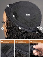 Expédition rapide : Demi-perruque 3 en 1 en cheveux humains vietnamiens bruts bouclés Pixie, sans couture, avec cordon de serrage, sans colle, style bouclé birman