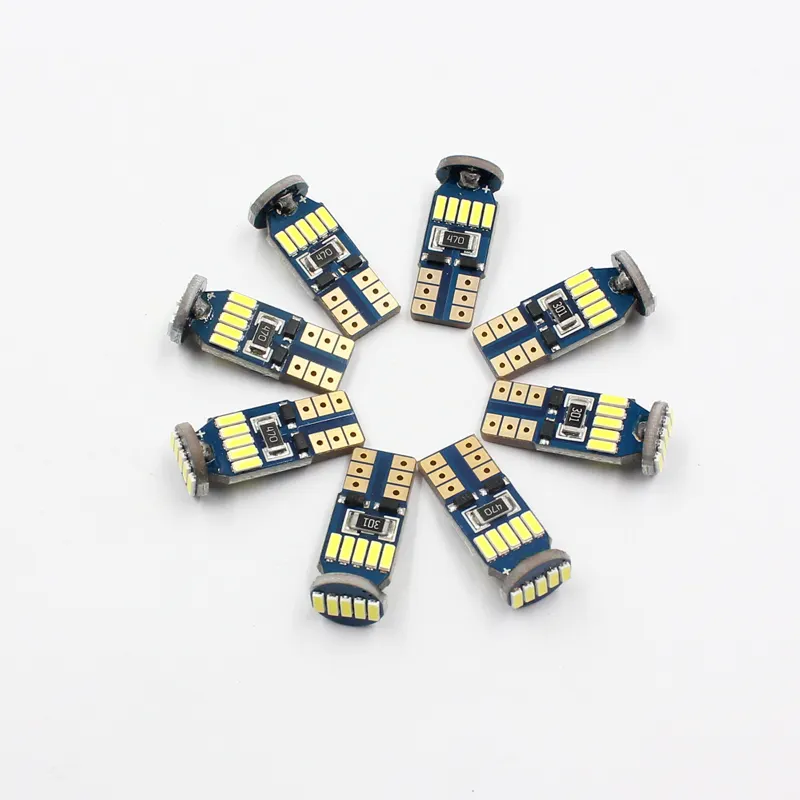 في كانبوس T10 W5W لمبة ليد 15SMD لوحة أرقام داخلية ليد بيضاء ضوء T10 W5W كهرماني أحمر أزرق Canbus