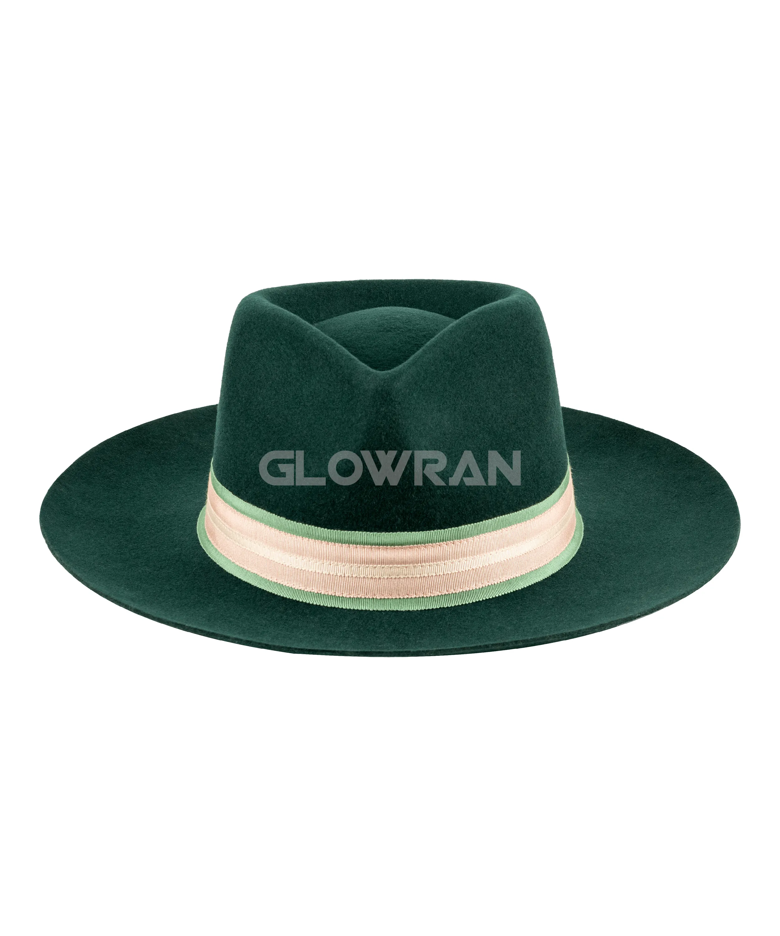 GlowRan 100 Sombrero Fedora de fieltro de lana australiana Color verde oscuro Estilo de moda Listo para enviar