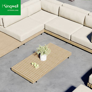 Ensemble de canapés d'extérieur de luxe moderne en bois résistant aux intempéries avec coussins anti-UV - Product Image 3