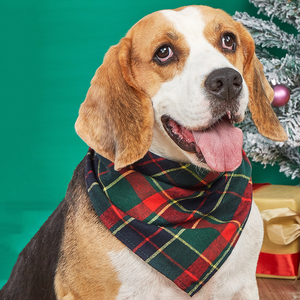 بندانات كلاب مخصصة بالجملة كبيرة الحجم من القطن لحفلات عيد الميلاد، بندانات كلاب مثلثة الشكل مزدوجة الطبقات بنقشة مربعات - Product Image 2