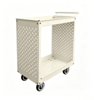 Chariot de rangement mobile en métal avec panneau perforé, poignée et roues, chariot utilitaire pour atelier et garage