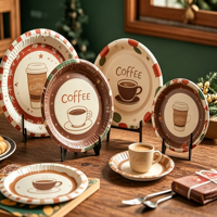Assiettes en papier imprimées colorées, jetables, pour fêtes d'anniversaire, décorations pour enfants et adultes