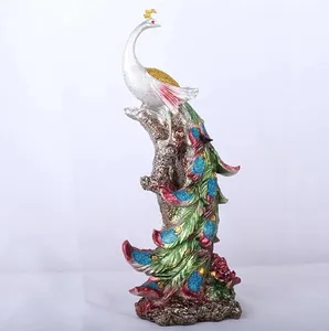 Resin colored bird Miracle Phoenix statue furniture decoration Peacock sculpture office home decoration