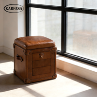 Banc de rangement en cuir vintage classique pour entrée, logo personnalisé, coffre, style rétro américain, meubles de salon