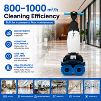 Autolaveuse compacte autotractée 3-en-1 sans fil 800-1000m²/h Double brosse Faible bruit 65dB Machine de nettoyage de sols à batterie CE OEM