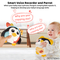 Peluche musicale interactive pour bébé, peluche électronique personnalisée pour nouveau-né, jouet en peluche pingouin jaune pour apaiser le sommeil du bébé avec enregistrement vocal