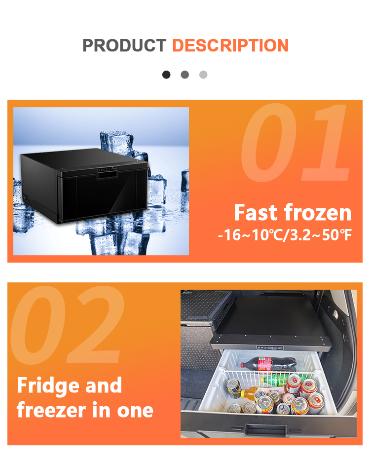 Hot Items R134a 40L Car Mini Drawer RV Built-in Mini Cooler 12v Dc Drawer Type Freezer Fridge For Outdoor Camping