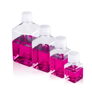 Kare kimyasal laboratuvar hücre kültürü Flask Flask 125ml 250ml 500ml 1000ml laboratuvar plastik kare medya şişe