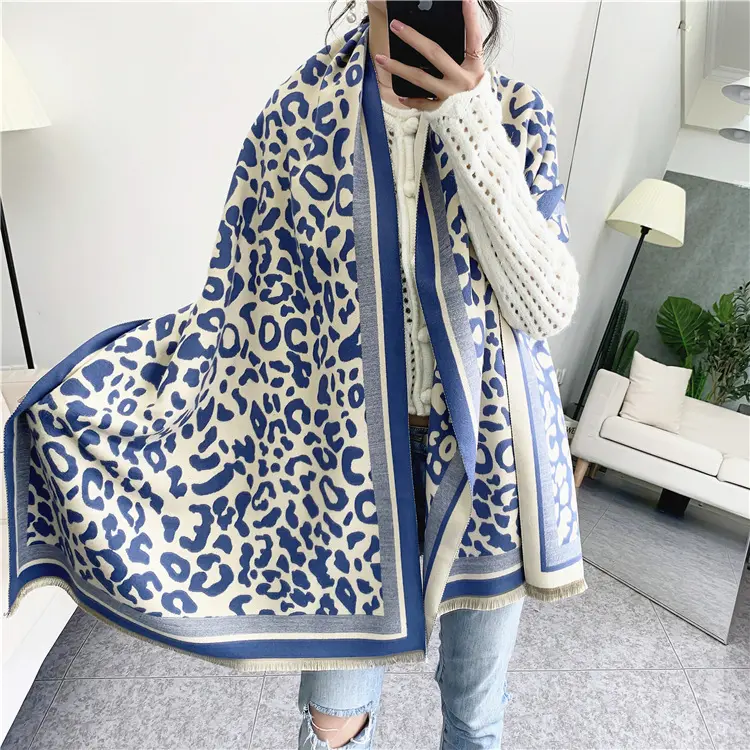 Ready to ship brand female pashmina shawl winter warm thick luxury leopard 2020 cashmere scarves