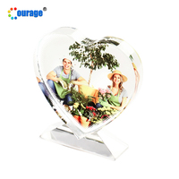 Saint-valentin cadeau personnalisé en forme de coeur de sublimation enduit cadre photo en cristal BXP-13